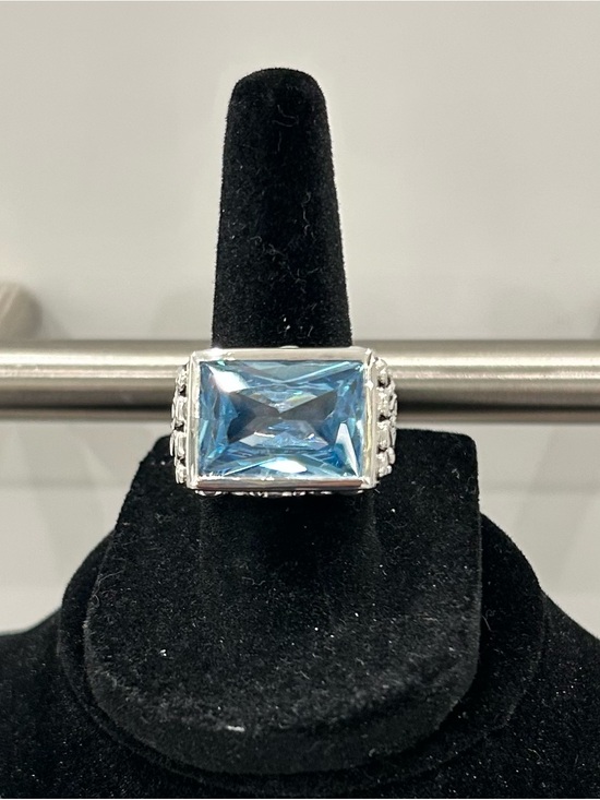Barse Jewelry - Barse Sterling Silver Ring with Light Blue Rectangular Gemstone
